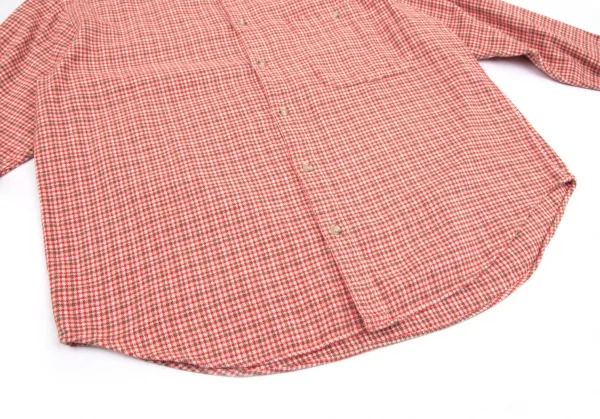 パパスPapas パピートゥースチェック長袖コットンネルシャツ 赤ベージュL K-101578_009