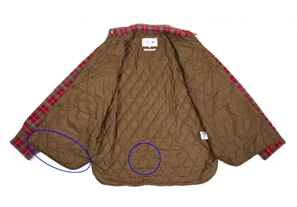 パパスプラスPapas+ 中綿キルティングチェックネルシャツジャケット 赤他M K-101586_011