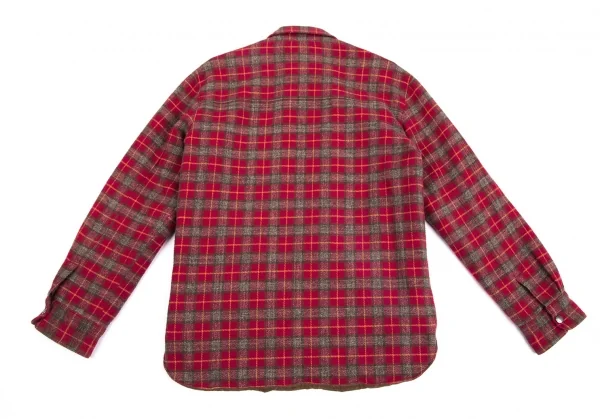 パパスプラスPapas+ 中綿キルティングチェックネルシャツジャケット 赤他M K-101586_015