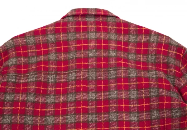 パパスプラスPapas+ 中綿キルティングチェックネルシャツジャケット 赤他M K-101586_016