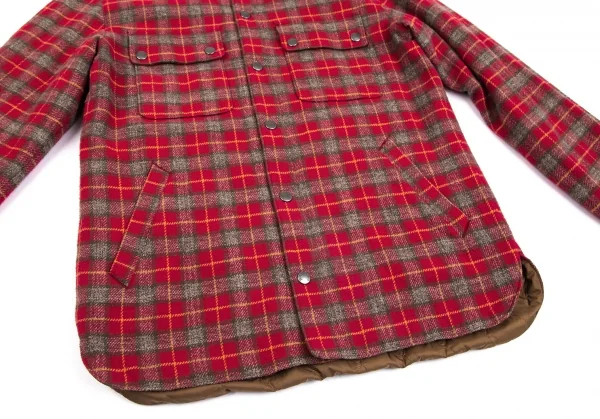 パパスプラスPapas+ 中綿キルティングチェックネルシャツジャケット 赤他M K-101586_008