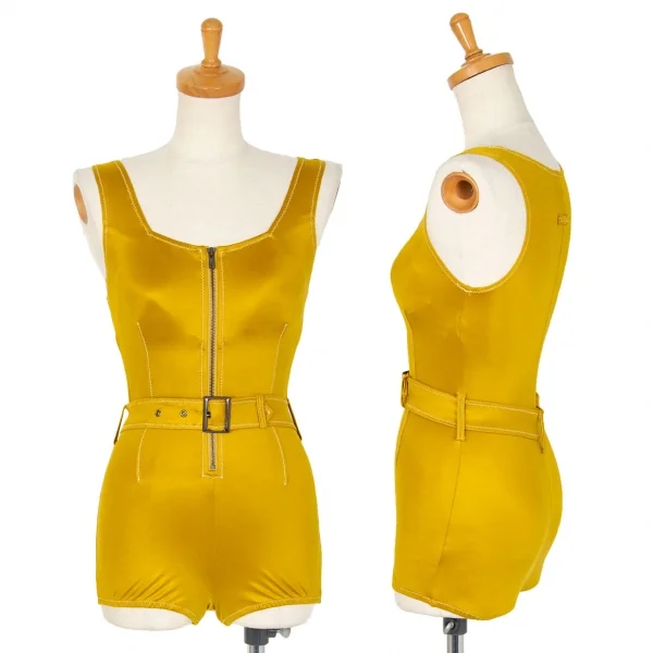ジャンポールゴルチエJean Paul GAULTIER ベルト付きストレッチレオタードスイムウェア マスタード9(M) K-101589_001