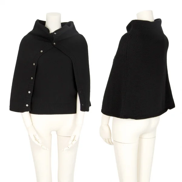 ジュンヤワタナベ コムデギャルソンJUNYA WATANABE COMME des GARCONS 折返しケープデザインニットトップス 黒M位 K-101591_001