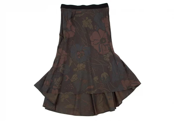 カミングスーンCOMING SOON フラワープリントAラインスカート 茶他42 K-101594_002