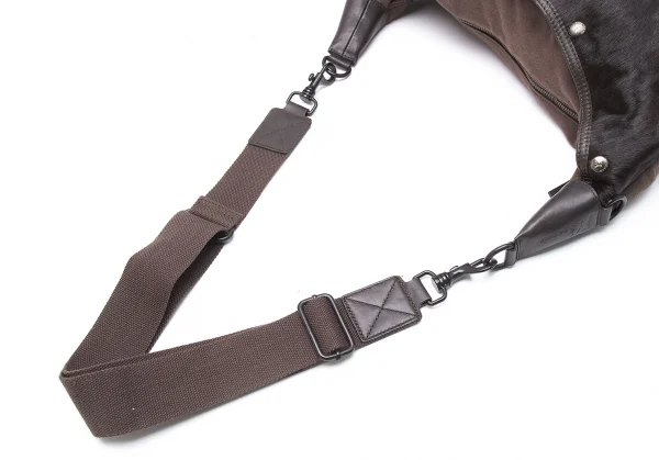 ワイズ×マンダリーナ Y’s×MANDARINA ハラコ切替スウェット地ショルダーバッグ 茶 K-101601_011