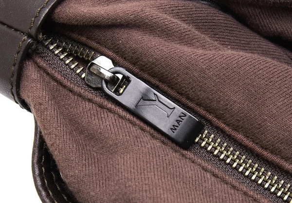 ワイズ×マンダリーナ Y’s×MANDARINA ハラコ切替スウェット地ショルダーバッグ 茶 K-101601_014