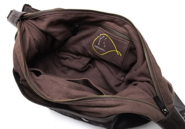 ワイズ×マンダリーナ Y’s×MANDARINA ハラコ切替スウェット地ショルダーバッグ 茶 K-101601_015