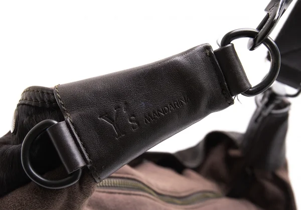 ワイズ×マンダリーナ Y’s×MANDARINA ハラコ切替スウェット地ショルダーバッグ 茶 K-101601_006