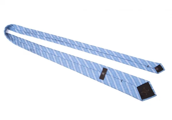 セリーヌCELINE チェーン総柄シルクネクタイ 水色 K-101606_005