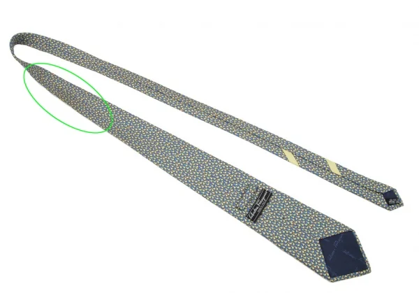 サルバトーレフェラガモSalvatore Ferragamo アヒル総柄シルクネクタイ 黄緑青 K-101611_008
