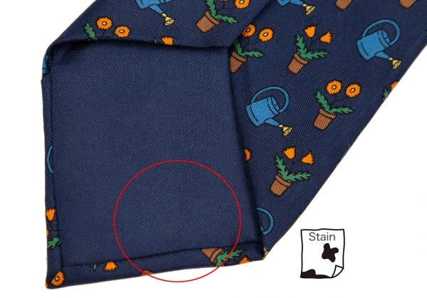 エルメスHERMES ガーデニング総柄シルクネクタイ 紺 K-101618_010