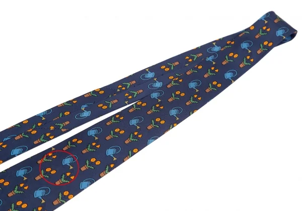 エルメスHERMES ガーデニング総柄シルクネクタイ 紺 K-101618_003