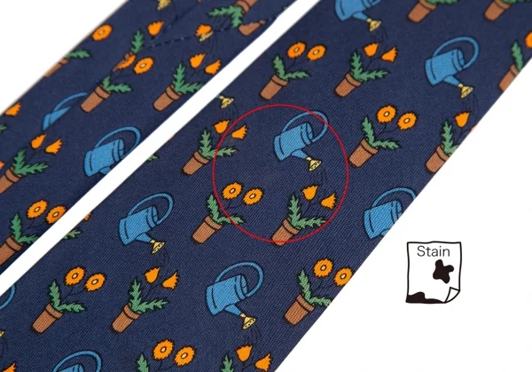 エルメスHERMES ガーデニング総柄シルクネクタイ 紺 K-101618_004