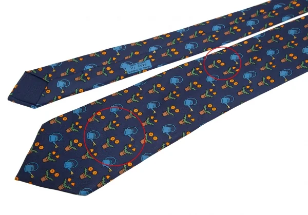 エルメスHERMES ガーデニング総柄シルクネクタイ 紺 K-101618_005