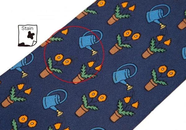 エルメスHERMES ガーデニング総柄シルクネクタイ 紺 K-101618_006