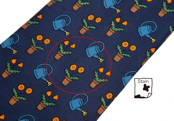 エルメスHERMES ガーデニング総柄シルクネクタイ 紺 K-101618_007