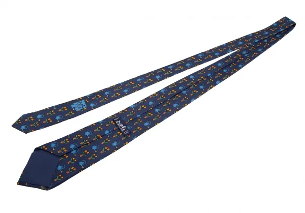 エルメスHERMES ガーデニング総柄シルクネクタイ 紺 K-101618_008
