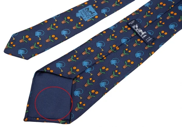 エルメスHERMES ガーデニング総柄シルクネクタイ 紺 K-101618_009