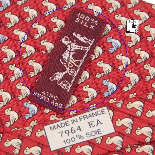 エルメスHERMES バード総柄シルクネクタイ 赤白水色 K-101620_007