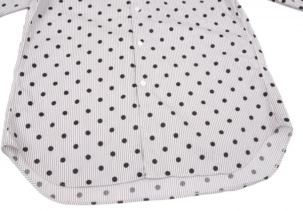 コムデギャルソン オムドゥCOMME des GARCONS HOMME DEUX 異素材切替ドットプリントストライプシャツ 白グレー茶M K-101650_007