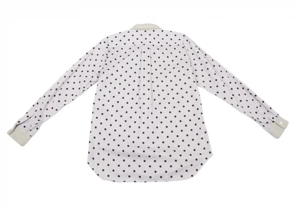 コムデギャルソン オムドゥCOMME des GARCONS HOMME DEUX 異素材切替ドットプリントストライプシャツ 白グレー茶M K-101650_009