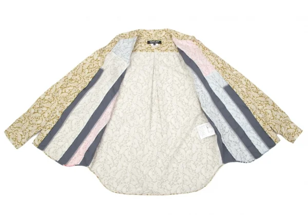 コムデギャルソン オムドゥCOMME des GARCONS HOMME DEUX バックインサイドアウト切替ペイズリープリントストライプシャツ カーキ赤青他M K-101652_008