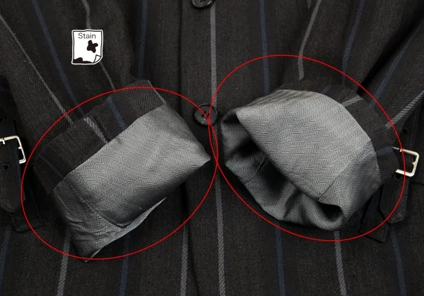 コムデギャルソン オムドゥCOMME des GARCONS HOMME DEUX ウールリネンポケットベルトデザインストライプ2Bテーラードジャケット チャコールM K-101654_008