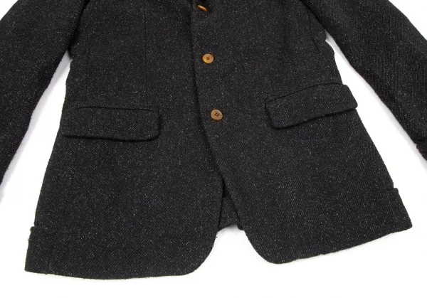 コムデギャルソン オムドゥCOMME des GARCONS HOMME DEUX 製品染め加工ポリ裾折り返しデザイン3Bジャケット チャコールM K-101656_011