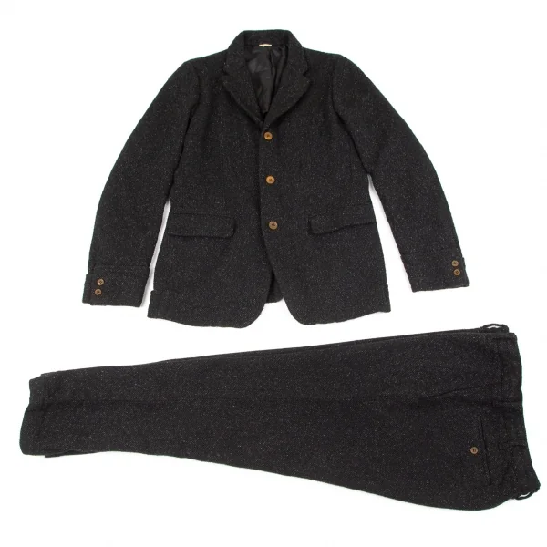コムデギャルソン オムドゥCOMME des GARCONS HOMME DEUX 製品染め加工ポリ裾折り返しデザイン3Bジャケット チャコールM K-101656_018