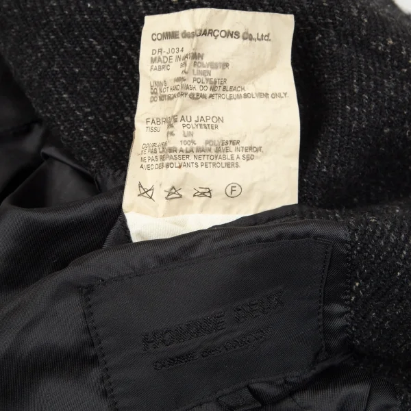 コムデギャルソン オムドゥCOMME des GARCONS HOMME DEUX 製品染め加工ポリ裾折り返しデザイン3Bジャケット チャコールM K-101656_019