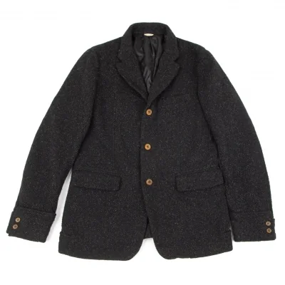 コムデギャルソン オムドゥCOMME des GARCONS HOMME DEUX 製品染め加工ポリ裾折り返しデザイン3Bジャケット