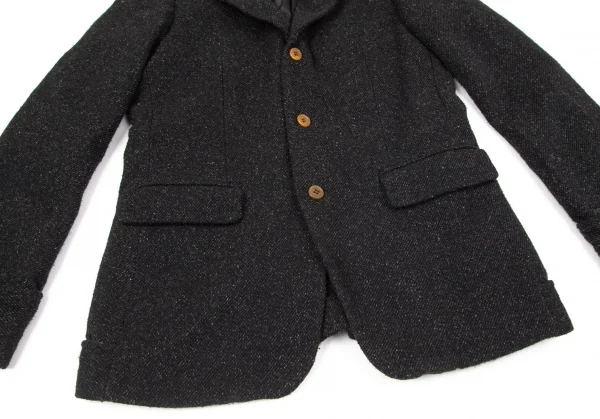 コムデギャルソン オムドゥCOMME des GARCONS HOMME DEUX 製品染め加工ポリ裾折り返しデザイン3Bジャケット チャコールM K-101656_008