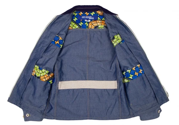 ジュンヤワタナベマン コムデギャルソンJUNYA WATANABE MAN COMME des GARCONS異素材切替エルボーパッチシャンブレージャケット インディゴM K-101668_011