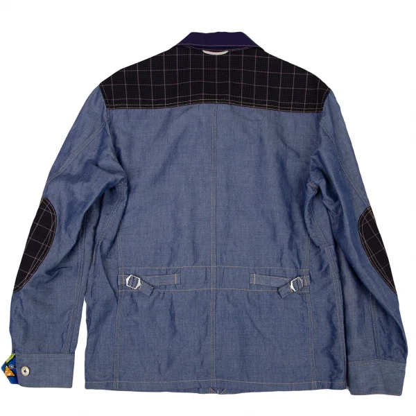 ジュンヤワタナベマン コムデギャルソンJUNYA WATANABE MAN COMME des GARCONS異素材切替エルボーパッチシャンブレージャケット インディゴM K-101668_013