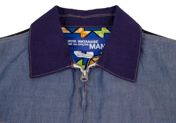 ジュンヤワタナベマン コムデギャルソンJUNYA WATANABE MAN COMME des GARCONS異素材切替エルボーパッチシャンブレージャケット インディゴM K-101668_002