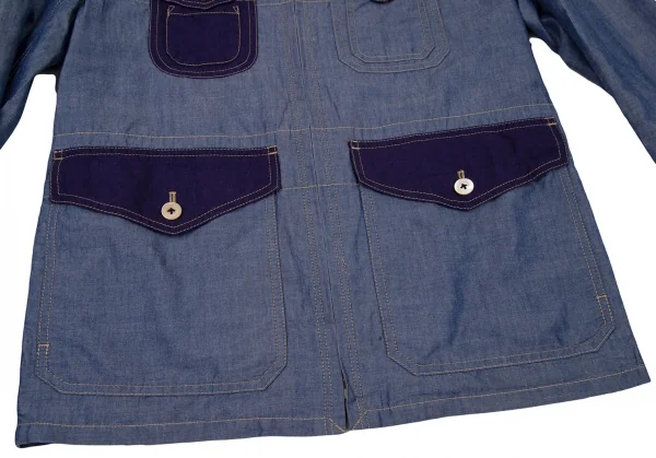 ジュンヤワタナベマン コムデギャルソンJUNYA WATANABE MAN COMME des GARCONS異素材切替エルボーパッチシャンブレージャケット インディゴM K-101668_009