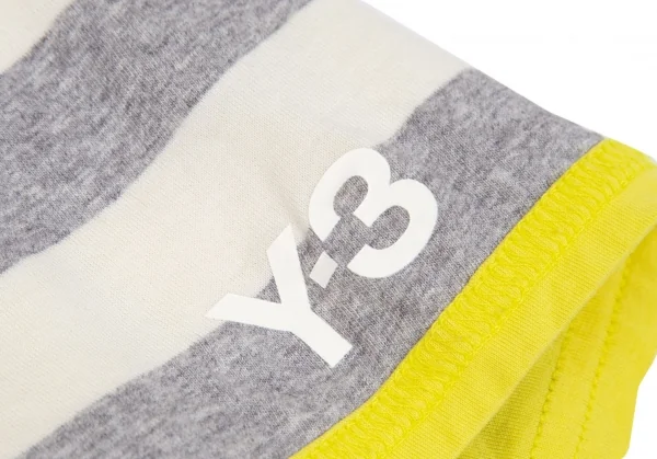 ワイスリーY-3 ポケットロゴリバーシブルボーダーTシャツ オフグレー黄色S K-101669_012