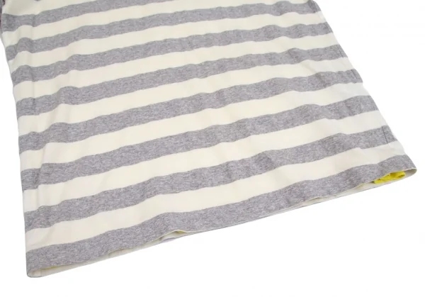 ワイスリーY-3 ポケットロゴリバーシブルボーダーTシャツ オフグレー黄色S K-101669_013