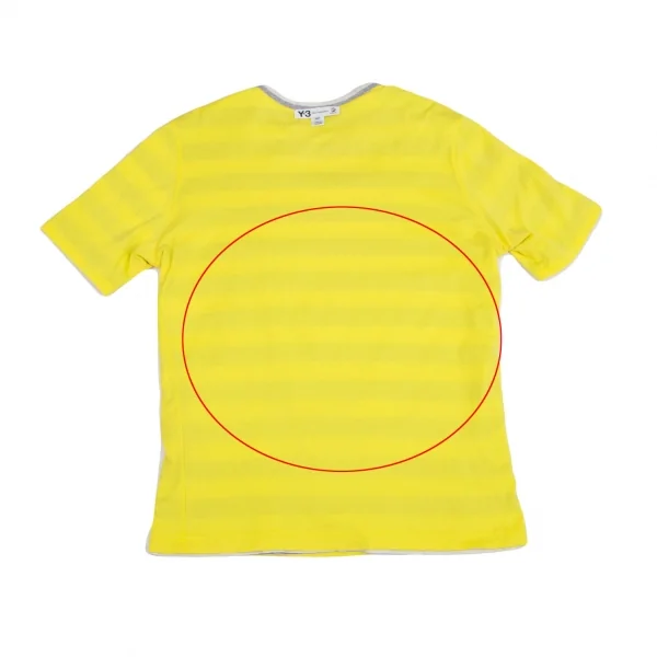 ワイスリーY-3 ポケットロゴリバーシブルボーダーTシャツ オフグレー黄色S K-101669_007