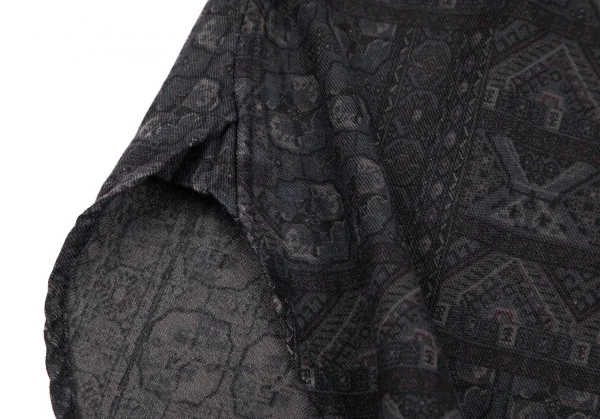 ヨウジヤマモト プールオムYohji Yamamoto POUR HOMME ネイティブ総柄多ボタンノーカラーシャツ チャコール3 K-101671_009