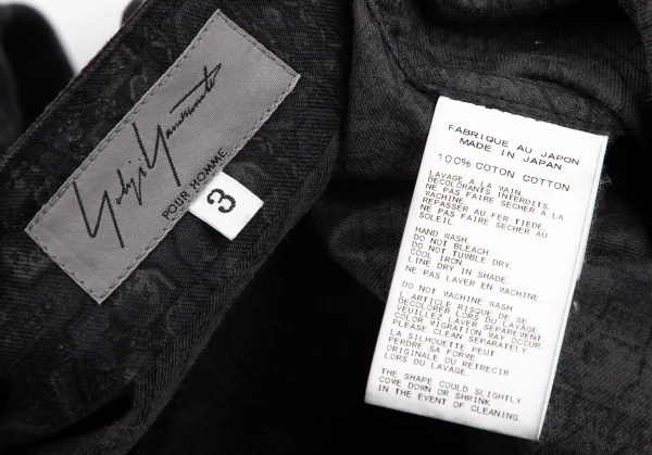 ヨウジヤマモト プールオムYohji Yamamoto POUR HOMME ネイティブ総柄多ボタンノーカラーシャツ チャコール3 K-101671_014