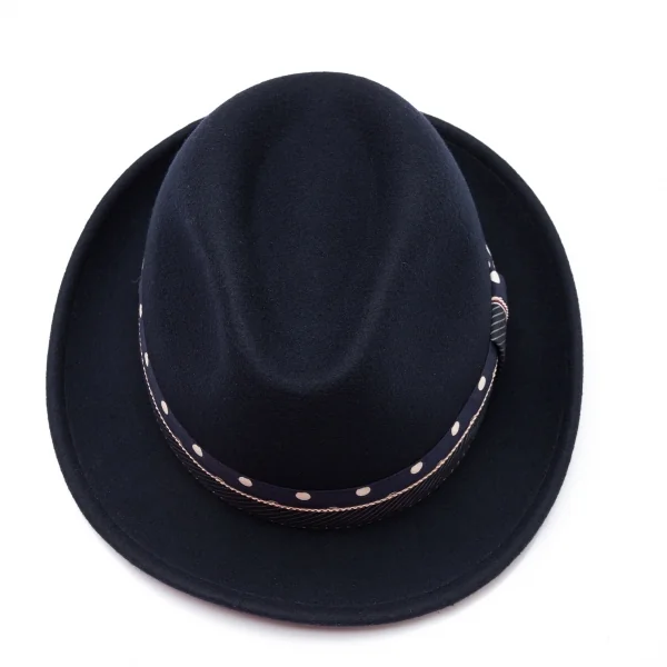 コムデギャルソンシャツCOMME des GARCONS SHIRT ウールドットストライプリボンハット 紺L K-101678_005