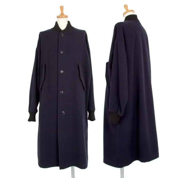 ワイズY's エアリーモッサロングリブ襟コート ネイビー2 (K-101687)