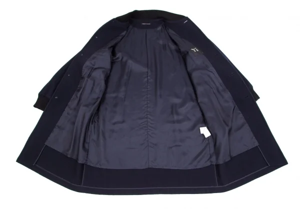 ワイズY's エアリーモッサロングリブ襟コート ネイビー2 (K-101687)