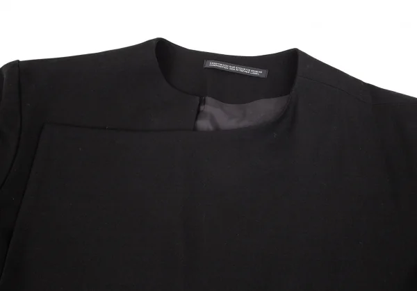 ヨウジヤマモト ファムYohji Yamamoto FEMME 裾裁ち切りアシンメトリーウールロングジャケット 黒1 K-101691_005