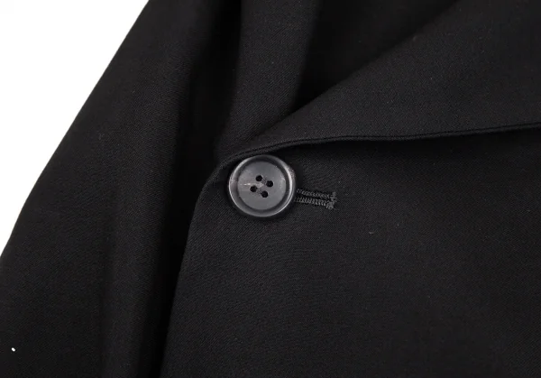 ヨウジヤマモト ファムYohji Yamamoto FEMME 裾裁ち切りアシンメトリーウールロングジャケット 黒1 K-101691_006