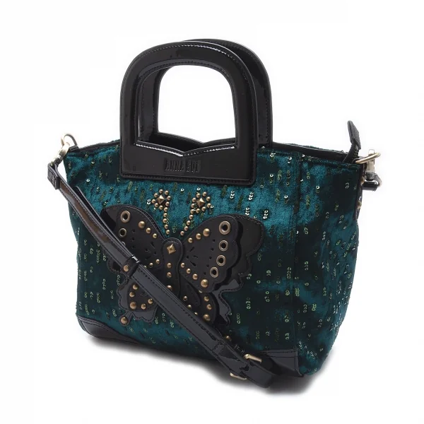 アナスイANNASUI バタフライデコ2WAYバッグ ブルーグリーン K-101694_001