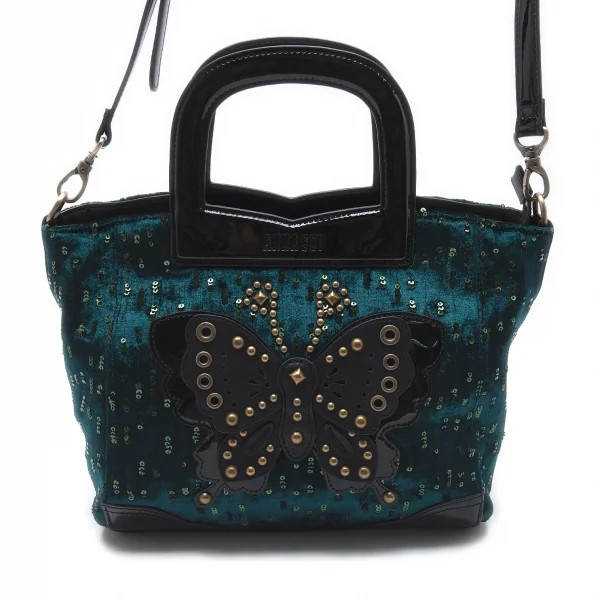 アナスイANNASUI バタフライデコ2WAYバッグ ブルーグリーン K-101694_002