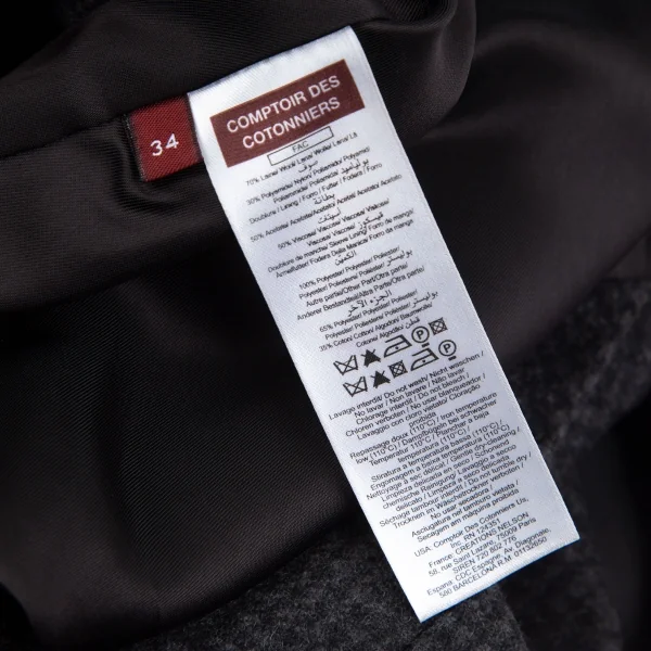 コントワーデコトニエCOMPTOIR DES COTONNIERS ハウンドトゥースフライフロントコート グレー34 K-101699_017