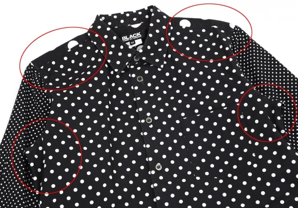ブラックコムデギャルソンBLACK COMME des GARCONSドットクレイジーパターンシャツ 黒白M K-101701_003
